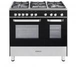 CK 405 G-1 Gas Range Cooker 90 cm in Black Glass & Chrome